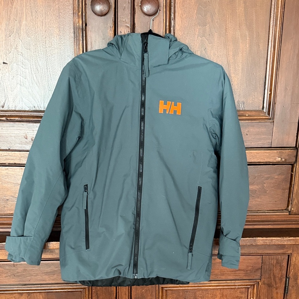 Helly Hansen Gray Hooded ski Jacket with Orange Logo